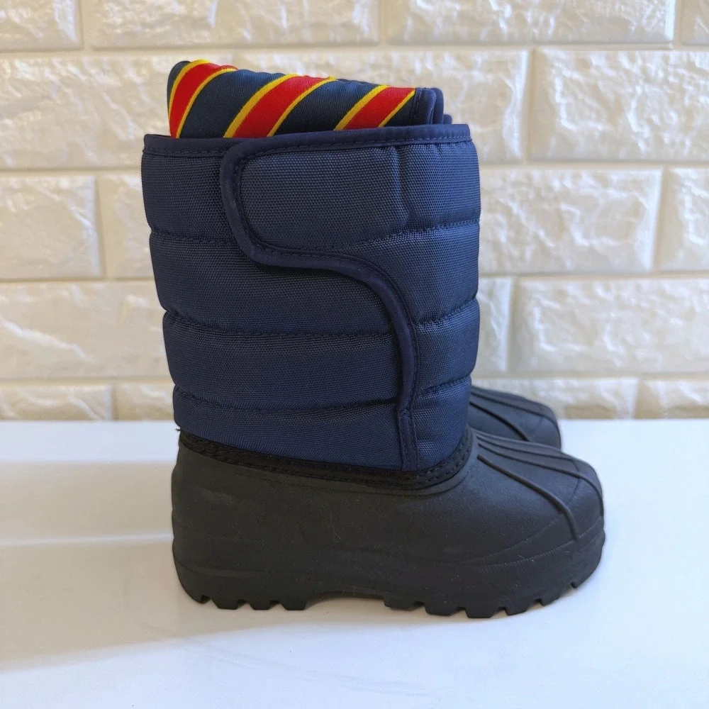 Polo Ralph Lauren Snow Boots Kids 9 Navy Blue Excellent Quilted Duck Boots